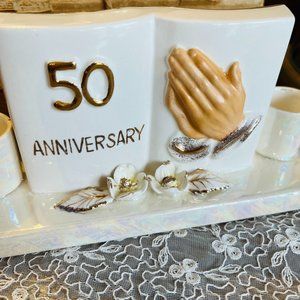 Vintage 50th anniversary decor candle holder